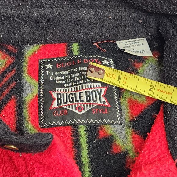 Bugle Boy Southwestern Fleece Shirt Jacket Mens Large Navajo Print Polyester 90s - Picture 14 of 16